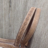 Thick Wide Beaded Cheeks Headstall, Suede, Buckstitch, tag *new, mnr stains
