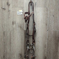Quick Change Headstall, Bling, 5" T.Thumb, Chin Strap, Split Reins *xc/like new, mnr dusty, rubs, scuffs, stained bling & scratches, loose bit joints
