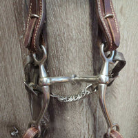 Quick Change Headstall, Bling, 5" T.Thumb, Chin Strap, Split Reins *xc/like new, mnr dusty, rubs, scuffs, stained bling & scratches, loose bit joints
