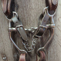 Quick Change Headstall, Bling, 5" T.Thumb, Chin Strap, Split Reins *xc/like new, mnr dusty, rubs, scuffs, stained bling & scratches, loose bit joints
