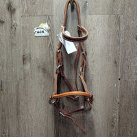 Thick Leather Sidepull Headstall, Rolled Noseband, tag *new, mnr dents & film
