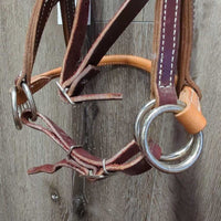 Thick Leather Sidepull Headstall, Rolled Noseband, tag *new, mnr dents & film
