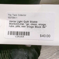 Light Quilt Stable Blanket/Liner *gc, clean, rubs, pills, mnr snags
