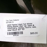 Fleece Lined Tall Winter Riding Boots, Zips *gc, clean & sticky/dirty, clumpy, scuffs, rubs, older
