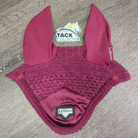 Crochet Ear Bonnet Fly Veil, Satin, piping **xc/vgc, clean, mnr snag/run & hair puckered?shrunk
