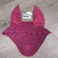 Crochet Ear Bonnet Fly Veil, Satin, piping **xc/vgc, clean, mnr snag/run & hair puckered?shrunk
