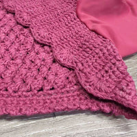 Crochet Ear Bonnet Fly Veil, Satin, piping **xc/vgc, clean, mnr snag/run & hair puckered?shrunk
