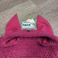 Crochet Ear Bonnet Fly Veil, Satin, piping **xc/vgc, clean, mnr snag/run & hair puckered?shrunk
