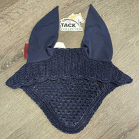 Crochet Ear Bonnet Fly Veil, Satin, piping *xc/vgc, clean, mnr hair, puckered, shrunk
