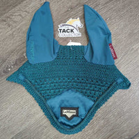 Crochet Ear Bonnet Fly Veil, Satin, piping *xc/vgc, clean, mnr stains?fading, hair & puckers
