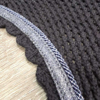 Crochet Ear Bonnet Fly Veil, Satin, piping, glitter *vgc, clean, mnr hair, v.curled, shrunk
