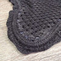 Crochet Ear Bonnet Fly Veil, Satin, piping, glitter *vgc, clean, mnr hair, v.curled, shrunk
