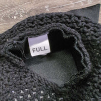Crochet Ear Bonnet Fly Veil, Satin, piping, glitter *vgc, clean, mnr hair, v.curled, shrunk
