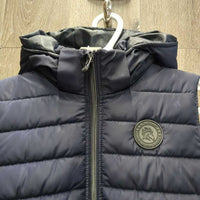 JUNIORS Puffy Vest , Velcro Hood, Zipper *xc/like new
