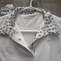 JUNIORS LS Show Sun Shirt, 1/4 Snap Up, Snap Collar, Mesh Sleeves *vgc, seam puckers, mnr puckered collar
