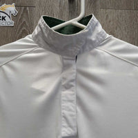 LS Show Sun Shirt, 1/3 Snap Up, Mesh Sleeves *gc, snags, v.crinkled & puckered collar & cuffs
