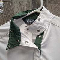 LS Show Sun Shirt, 1/3 Snap Up, Mesh Sleeves *gc, snags, v.crinkled & puckered collar & cuffs
