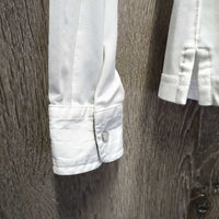 LS Show Sun Shirt, 1/3 Snap Up, Mesh Sleeves *gc, snags, v.crinkled & puckered collar & cuffs
