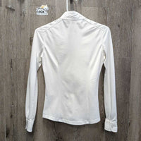 LS Show Sun Shirt, 1/3 Snap Up, Mesh Sleeves *gc, snags, v.crinkled & puckered collar & cuffs
