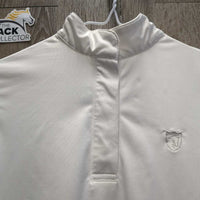 JUNIORS SS Show Sun Shirt, 1/3 Snap Up, Snap Collar, Perforated Sleeves *gc/vgc, stretched holes, puckered collar & seams,m mnr rubs & pills
