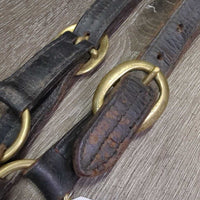 Leather Halter, nameplate *fair, dingy, rubs, chews, taped/broken snap, torn end
