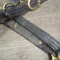 Leather Halter, nameplate *fair, dingy, rubs, chews, taped/broken snap, torn end
