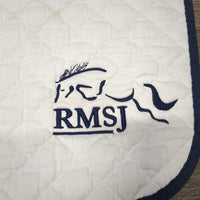 Thick Quilt Baby Saddle Pad "RMSJ" *gc, dingy, puckers, frayed edge, stains, faded
