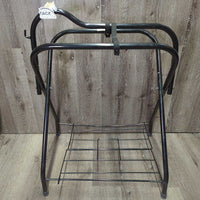 Folding Saddle Rack - Stand, Metal Bottom Rack (gc, clean, mnr dusty, rubs, scrapes, rust, v.bent bottom rack
