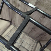 Folding Saddle Rack - Stand, Metal Bottom Rack (gc, clean, mnr dusty, rubs, scrapes, rust, v.bent bottom rack
