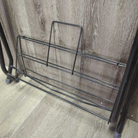 Folding Saddle Rack - Stand, Metal Bottom Rack (gc, clean, mnr dusty, rubs, scrapes, rust, v.bent bottom rack
