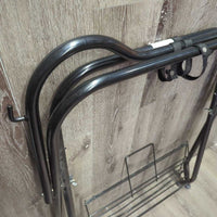 Folding Saddle Rack - Stand, Metal Bottom Rack (gc, clean, mnr dusty, rubs, scrapes, rust, v.bent bottom rack

