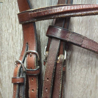 Narrow Rsd Bridle *vgc, clean, dry/stiff, tight keepers, mnr stains, creases, residue, scraped edges
