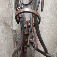 Narrow Rsd Bridle *vgc, clean, dry/stiff, tight keepers, mnr stains, creases, residue, scraped edges
