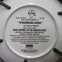 Knowles YoungBlood by Nancy Glazier Plate #10841 A, Wood Frame *vgc, mnr scuffs & scratches
