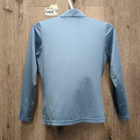 JUNIORS LS Sun Shirt, 1/4 Zip Up, Mesh Sleeves *gc/fair, v.rubbed & pilly, broken elastics, snags
