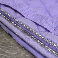 Quilt Jumper Pad, aftermarket x2 bling, piping *gc, clean, faded, pills, holey edges, mnr stains, curled edge, puckers, hair, threads
