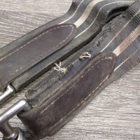 Padded Girth, x2 els, 3x D Ring *fair, v.torn & stretched elastic, UNSTITCHED edges, stained, dirt, slices
