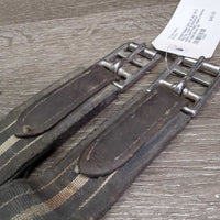 Padded Girth, x2 els, 3x D Ring *fair, v.torn & stretched elastic, UNSTITCHED edges, stained, dirt, slices
