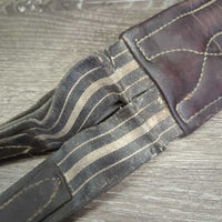 Padded Girth, x2 els, 3x D Ring *fair, v.torn & stretched elastic, UNSTITCHED edges, stained, dirt, slices

