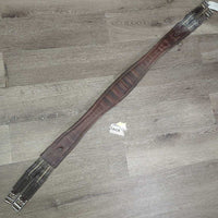 Padded Girth, x2 els, 3x D Ring *fair, v.torn & stretched elastic, UNSTITCHED edges, stained, dirt, slices
