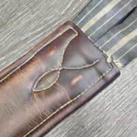 Padded Belly Girth, x2 els *fair, torn & stretched els, stained, dirt, cuts, older, scrapes, unstitched ends
