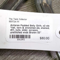 Padded Belly Girth, x2 els *fair, torn & stretched els, stained, dirt, cuts, older, scrapes, unstitched ends
