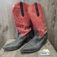 Pointy Toe Western Boots *gc/fair, unstitched, clean, faded, cracked lining, rubs, scrapes, peeled, curled insoles
