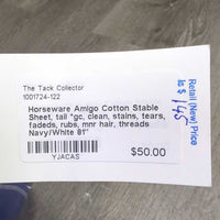 Cotton Stable Sheet, tail *gc, clean, stains, tears, fadeds, rubs, mnr hair, threads
