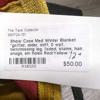 Med Winter Blanket *gc/fair, older, stiff, 0 wpf, torn/missing leg, faded, stains, hair, snags, sm holes
