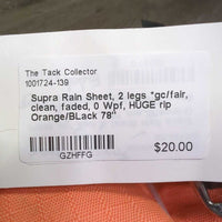Rain Sheet, 2 legs *gc/fair, clean, faded, 0 Wpf, HUGE rip
