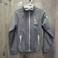 Softshell Jacket, Fleece Lined, Zipper "FEI Nations Cup" embroidery *vgc, seam puckers, rubs & pills
