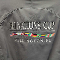 Softshell Jacket, Fleece Lined, Zipper "FEI Nations Cup" embroidery *vgc, seam puckers, rubs & pills
