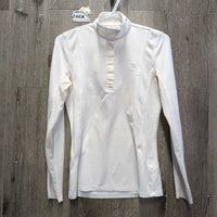 LS Sun Show Shirt, 1/4 Snap Up, mesh sleeves *fair, snags, dingy, v.stained pits, runs, seam puckers
