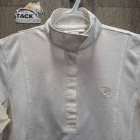 LS Sun Show Shirt, 1/4 Snap Up, mesh sleeves *fair, snags, dingy, v.stained pits, runs, seam puckers
